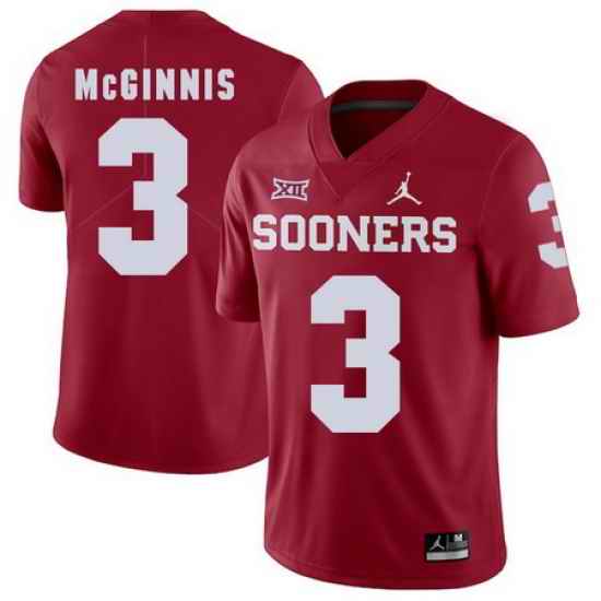 Oklahoma Sooners 3 Connor McGinnis Red College Football Jersey